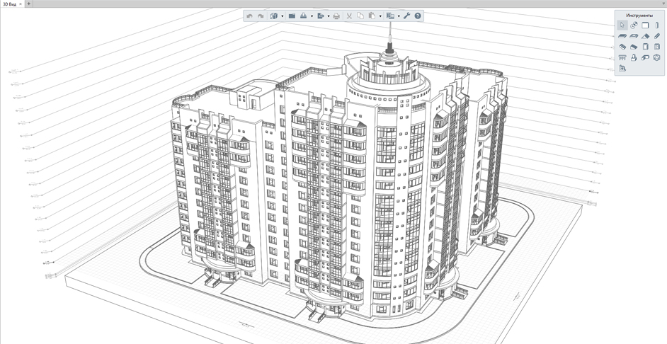 3D модель высотки в Renga Architecture